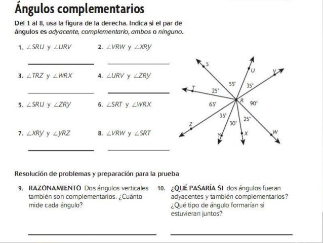 ejercicios de angulos complementarios y suplementarios